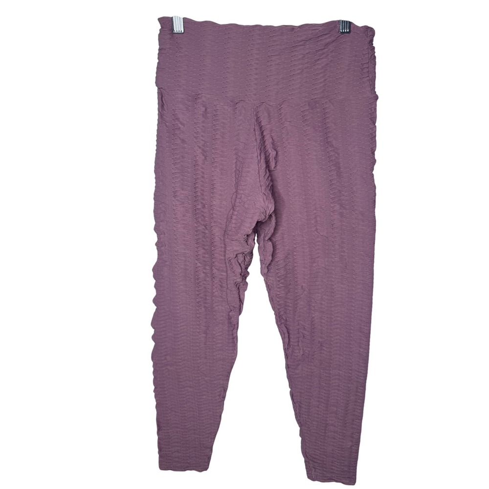 Booty by Brabants Textured High Waisted Leggings Purple Mauve Plus Size One Size
